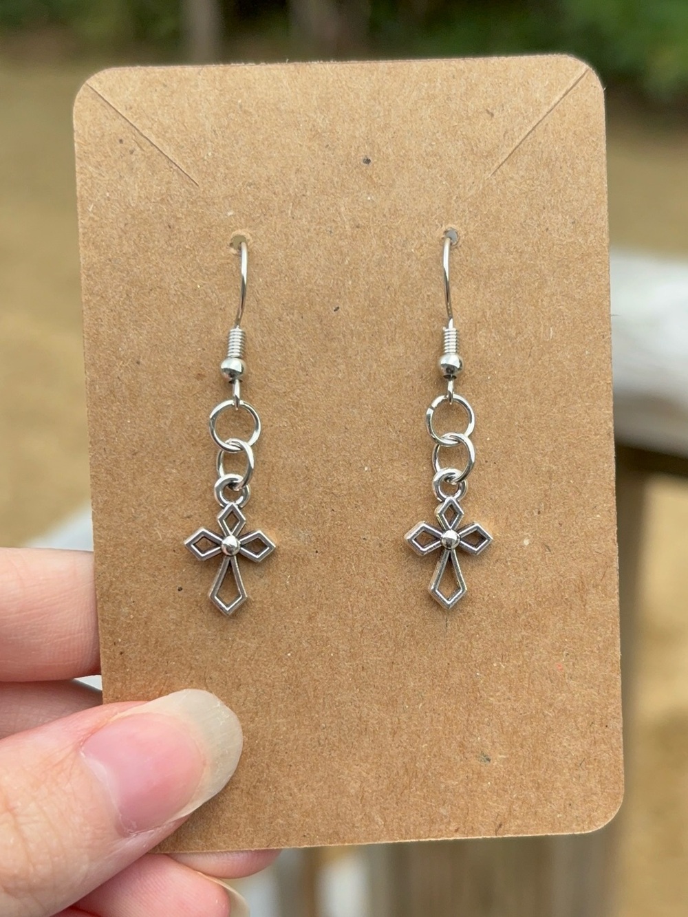 Silver Cross Dangle Earrings